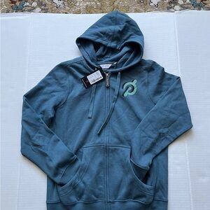 Peloton Blue Hoodie with Green Logo